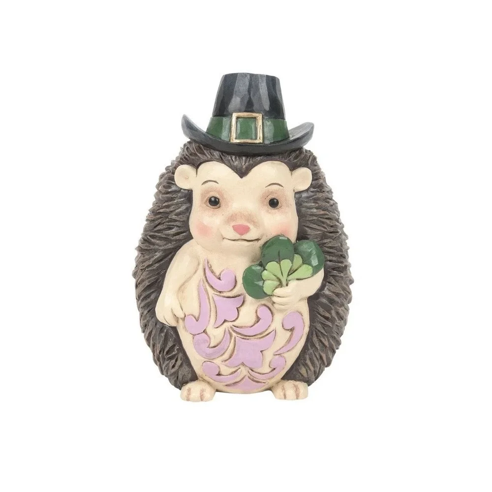 Jim Shore Heartwood Creek - Hedgehog wearing Green Hat and Clover 6014384